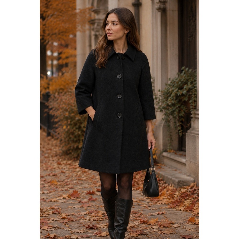Michael Michael Kors Coat Women XS Black‎ Textured A Line Swing Classic Jacket